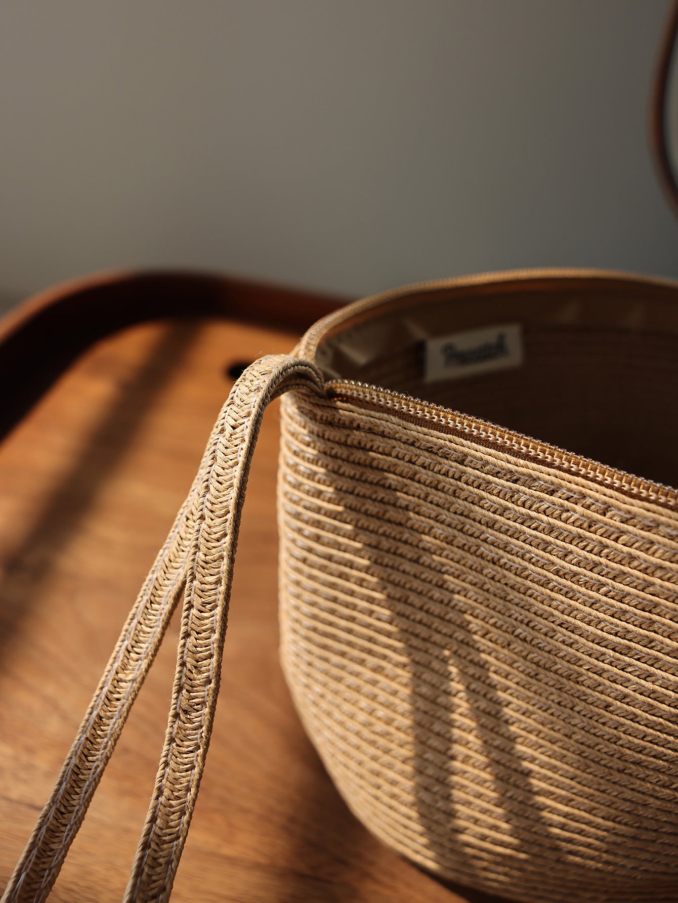 Precatch Straw woven bag spring and summer travel cargo bag solid color woven storage bag outdoor portable leisure beach bag handbag makeup bag