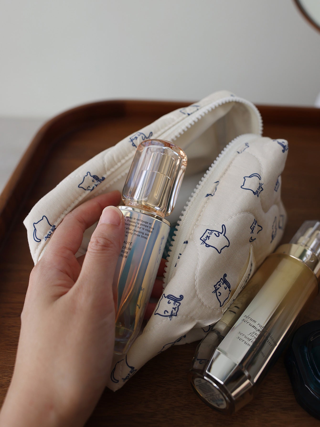 Precatch Cute Cat Design Travel Cosmetic Bag Multi-functional Storage Bag for Travel Skincare Items Makeup case