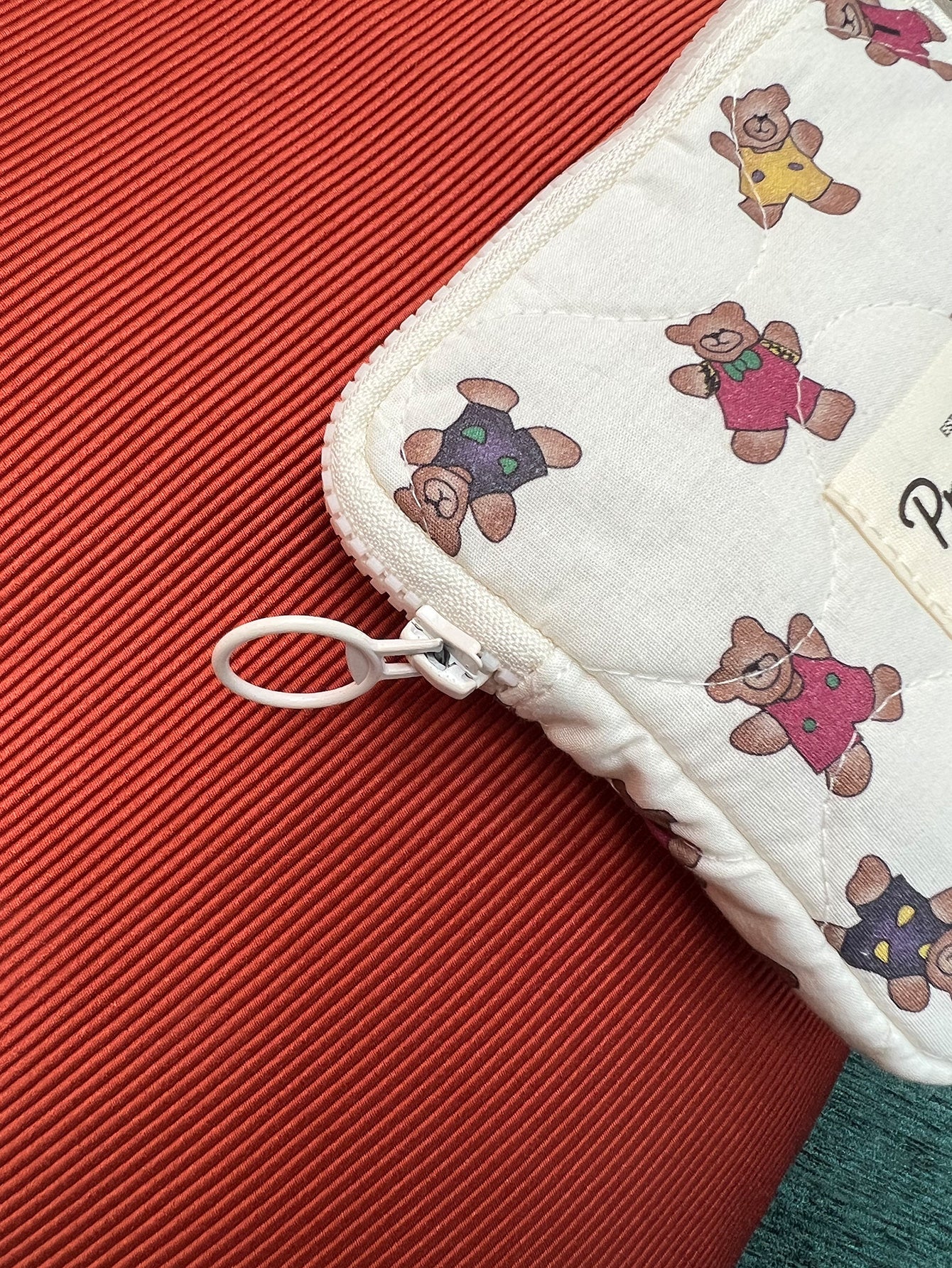 Precatch Square Small Portable Makeup Bag with Cartoon Animal Little Bear Pattern– Storage Bag for Sanitary Napkins, Powder Compacts, Lipsticks, and Handkerchiefs