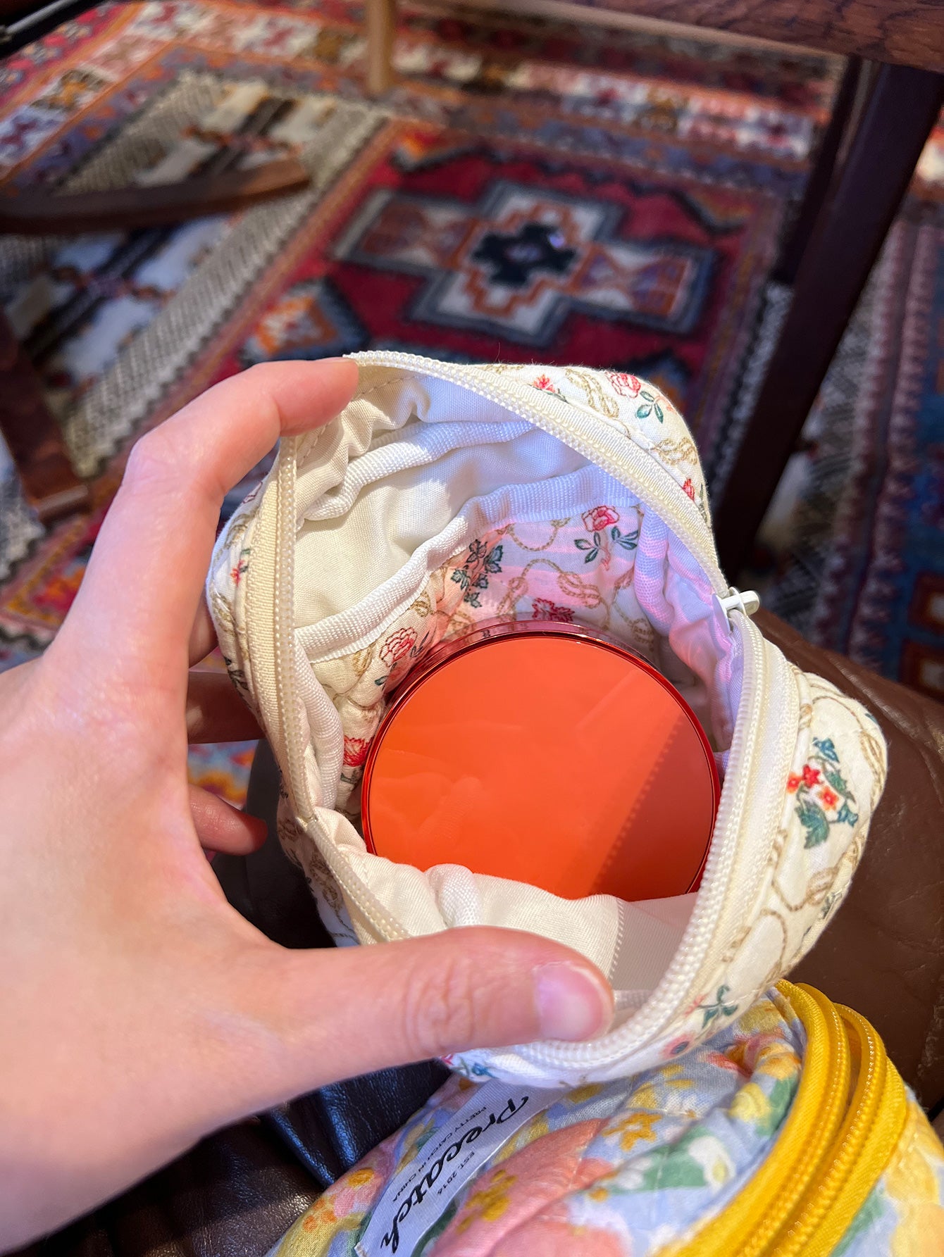 Precatch Square Toast Three-dimensional Makeup Bag for Makeup, Cushion Compact, Lipstick, Featuring a Thick Floral Small Pouch as an Interior Bag