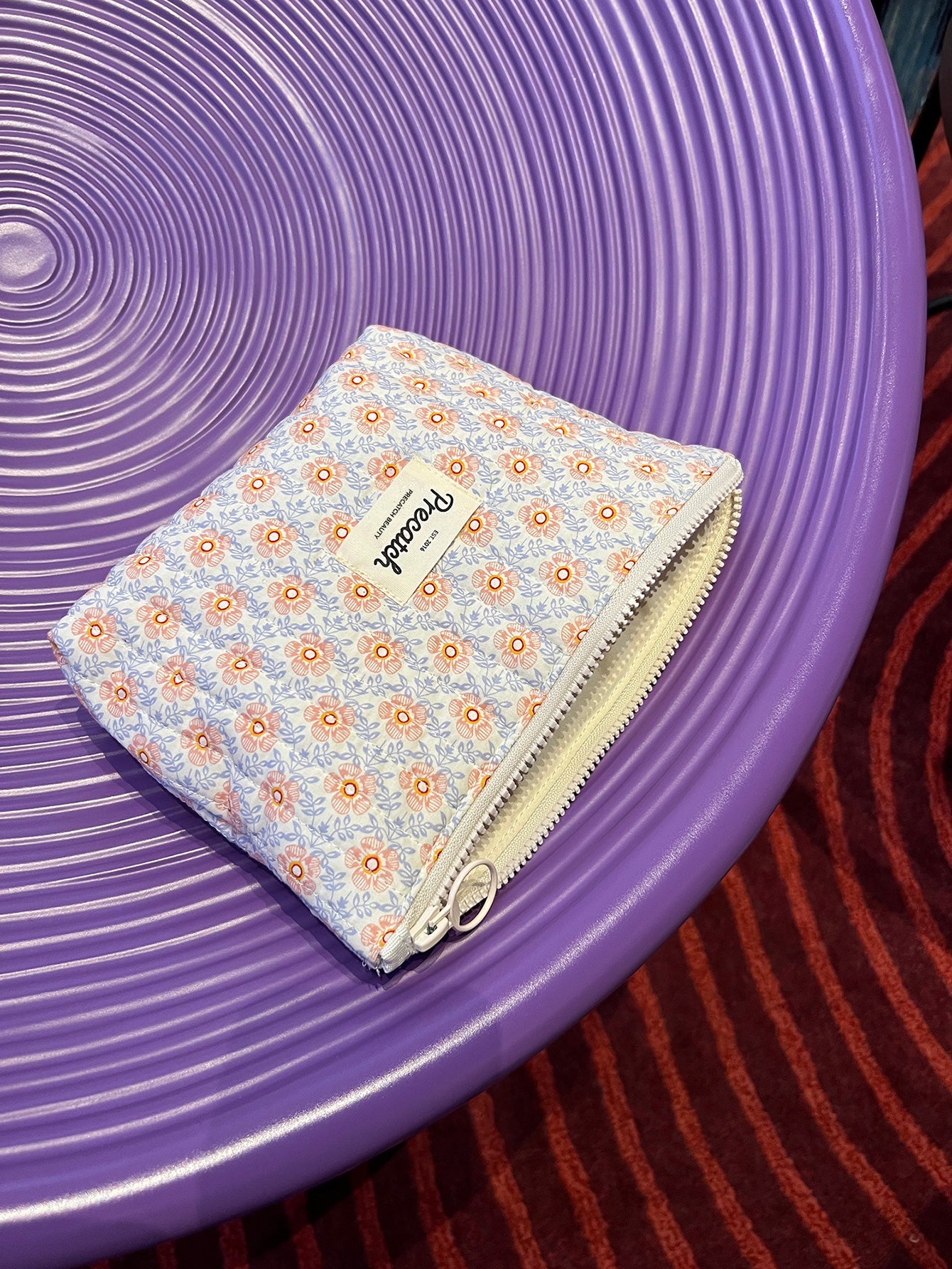 Makeup Bag with Romantic Small Orange Blossom Pattern- Portable Printed Storage Bag for Girls’ Skincare Items and Toiletries – Interior Bag for Travel
