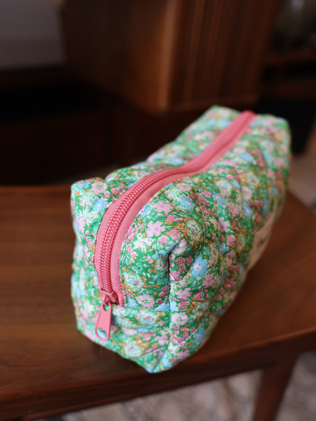 Precatch Emerald Green Printed Thick Medium Makeup Bag - Skincare Portable Travel Storage Bag (Handbag)