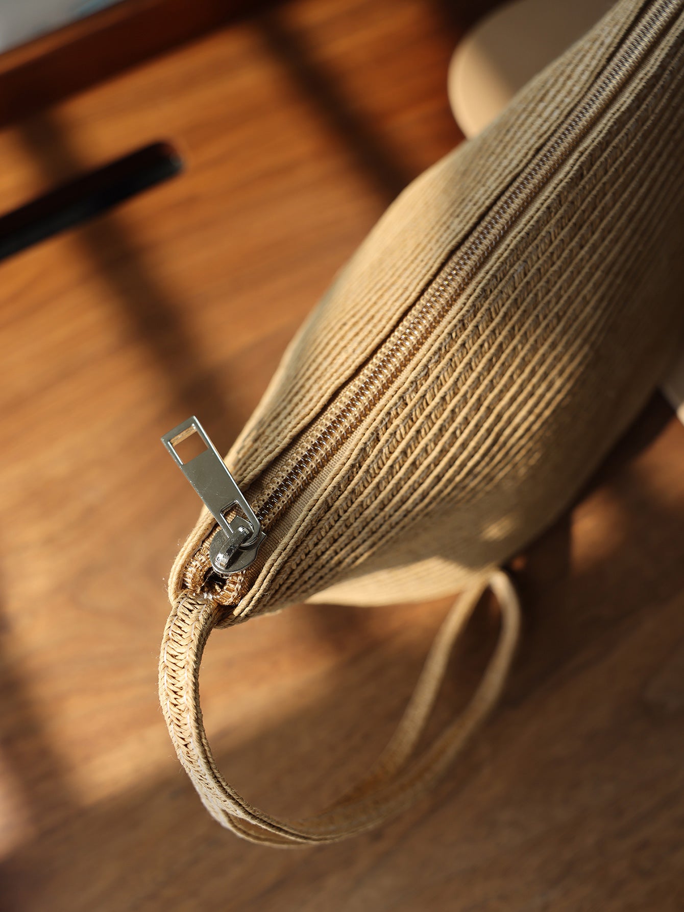 Precatch Straw woven bag spring and summer travel cargo bag solid color woven storage bag outdoor portable leisure beach bag handbag makeup bag