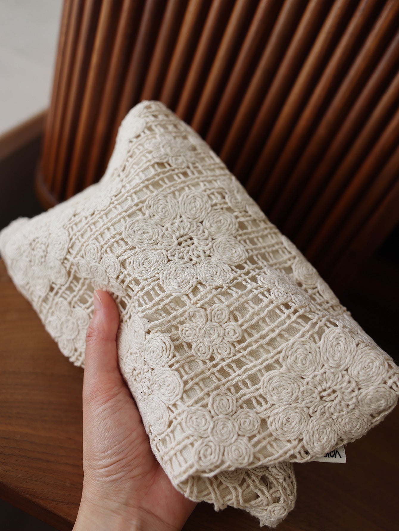 Ethnic style embroidered flowers solid color makeup bag versatile woven fashionable storage bag for girls clutch bag toilet bag