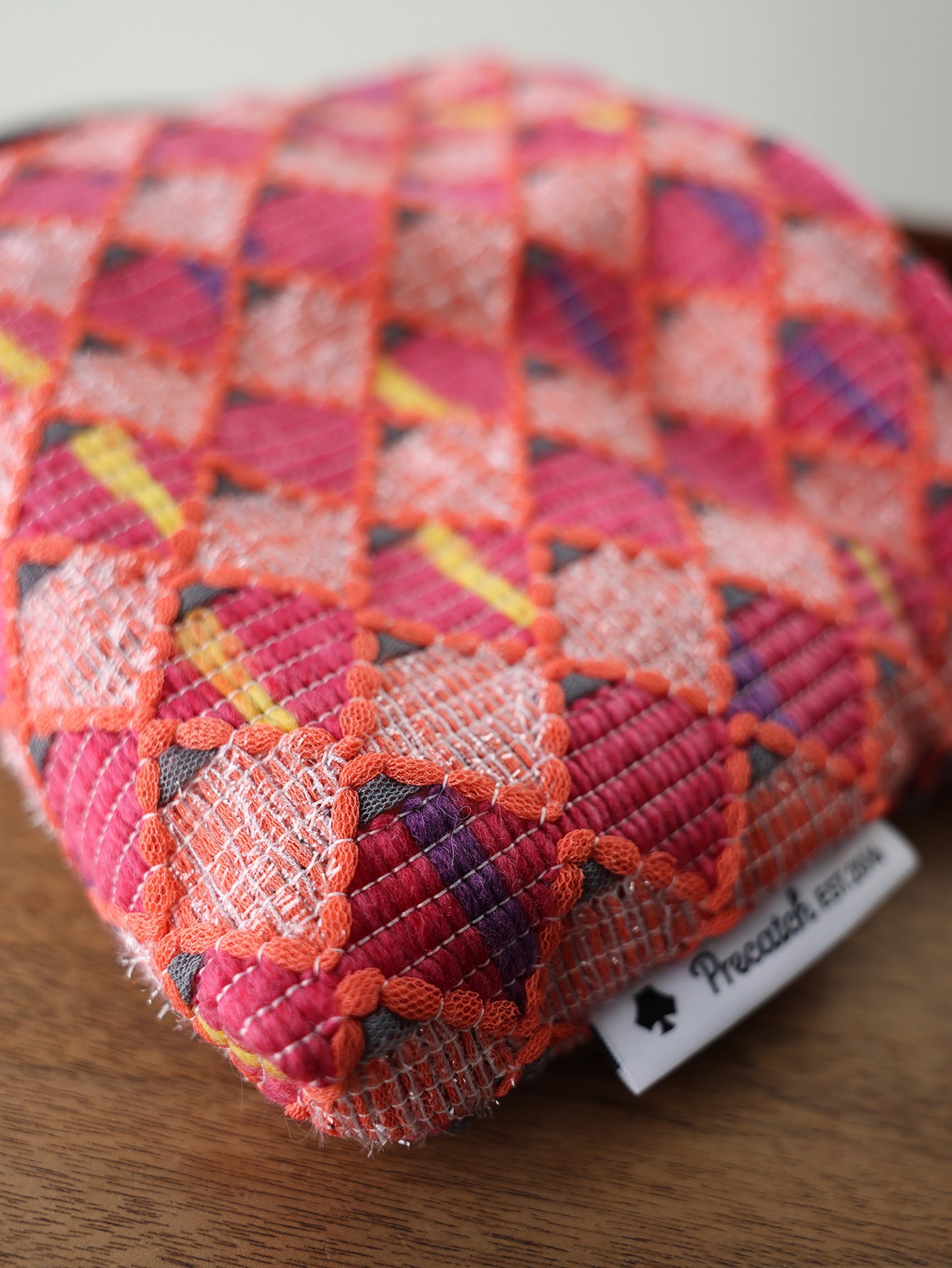 Precatch Red diamond lattice fashion large capacity zipper makeup bag New Year Christmas girl travel portable ethnic style storage bag toiletry bag